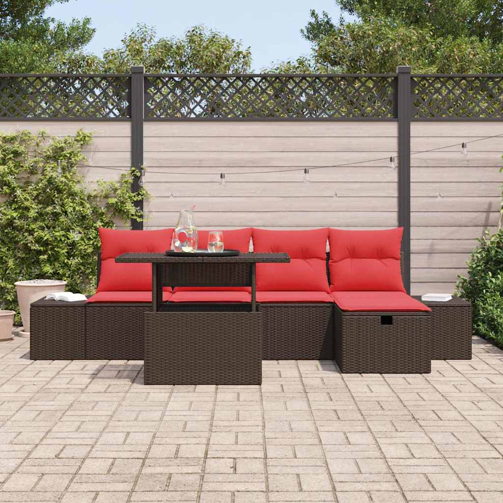 Ensemble de canapé de jardin avec coussin 6 pcs polyrotin - XIOS