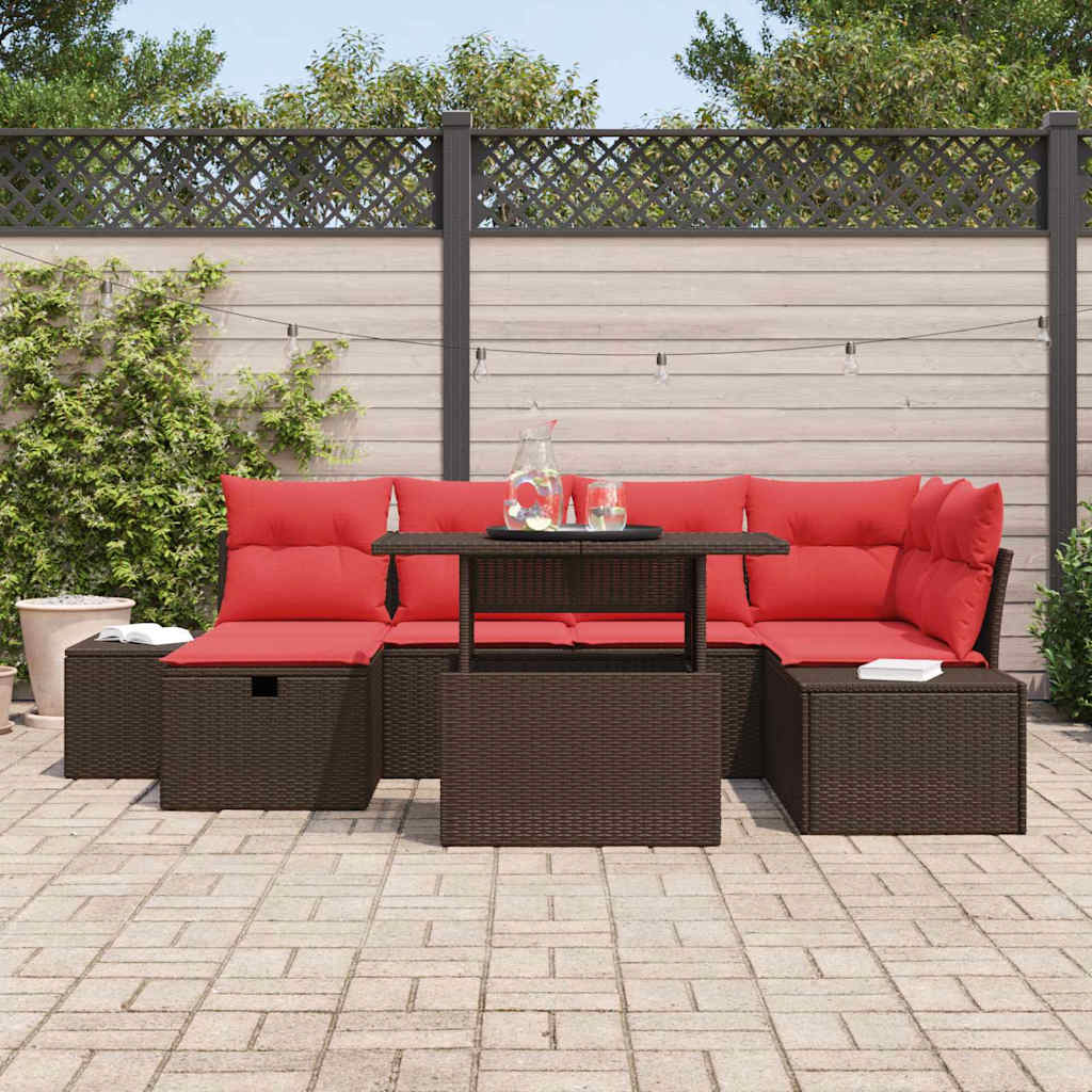 Ensemble de canapé de jardin avec coussin 7 pcs polyrotin - XIOS