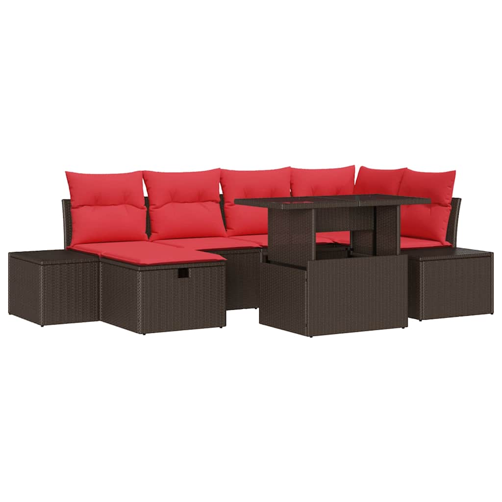 Ensemble de canapé de jardin avec coussin 7 pcs polyrotin - XIOS