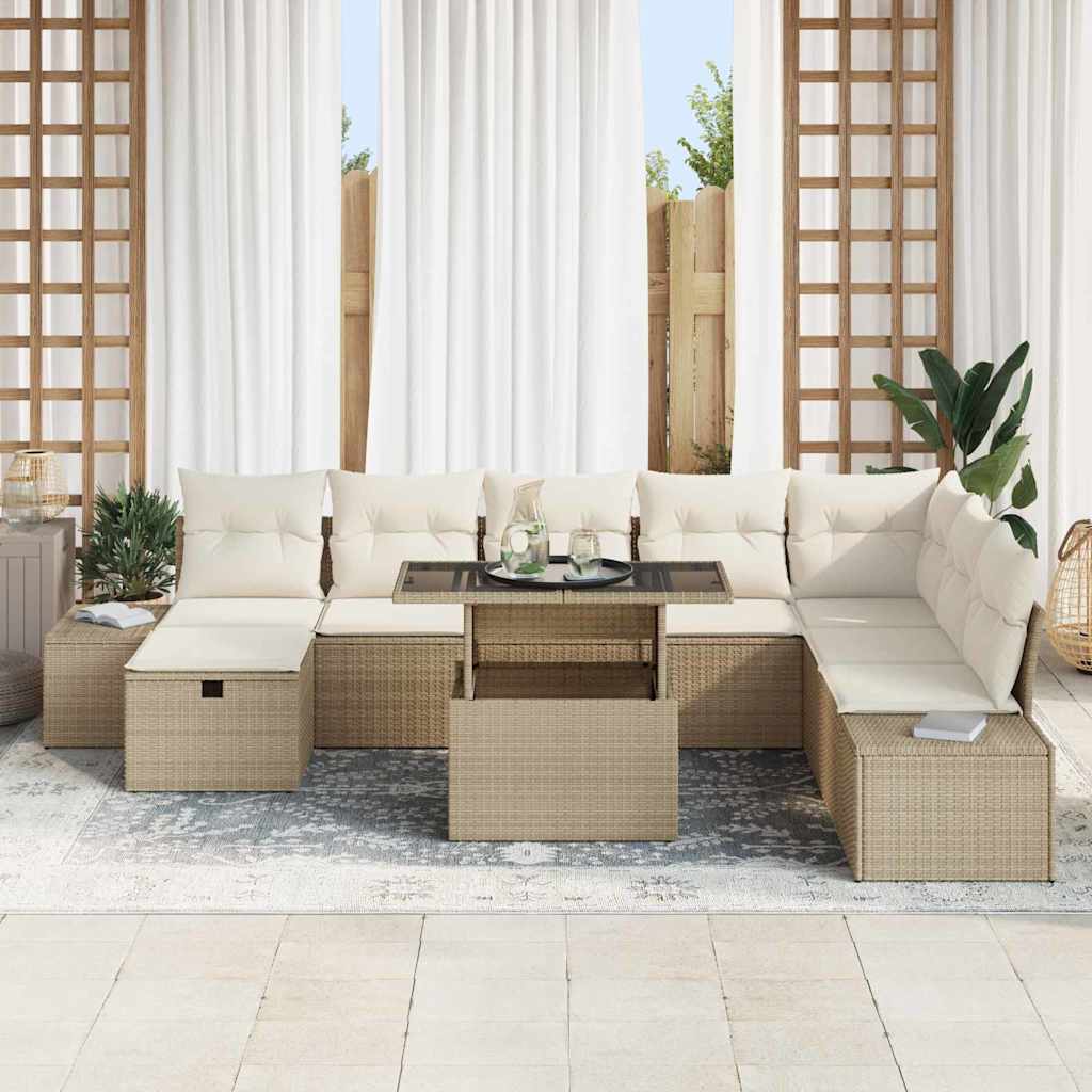 Ensemble de canapé de jardin 11 pcs Beige Poly rotin - XIOS