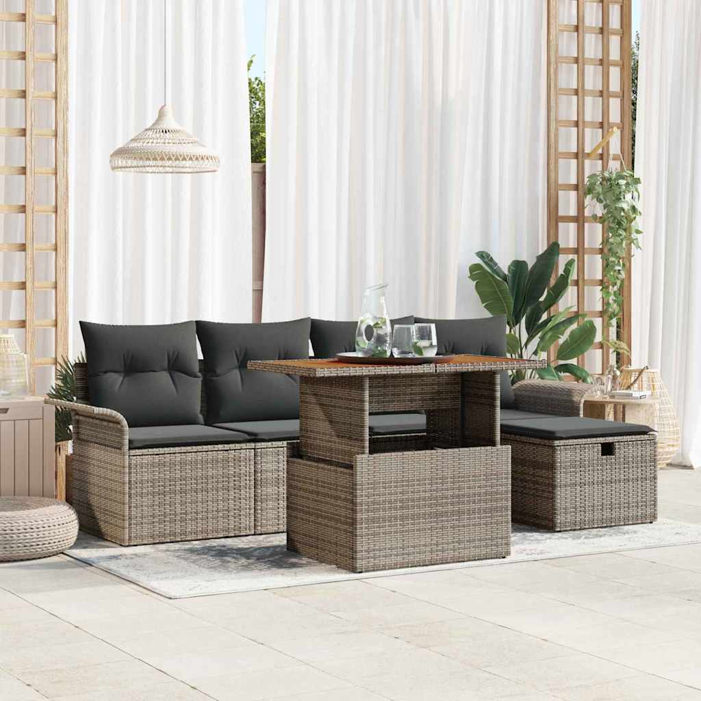 Ensemble de canapé de jardin avec coussin 6 pcs Gris polyrotin - XIOS