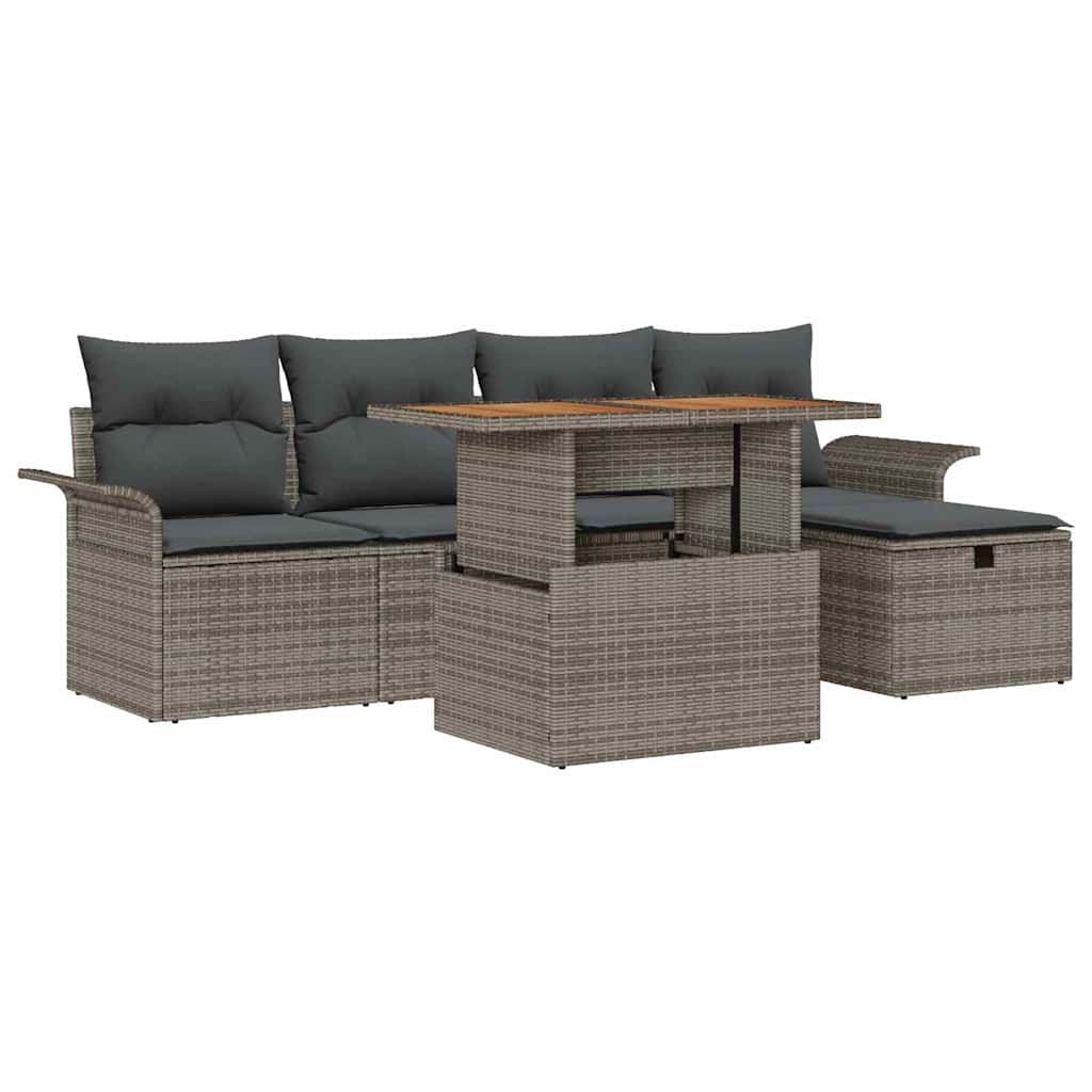 Ensemble de canapé de jardin avec coussin 6 pcs Gris polyrotin - XIOS