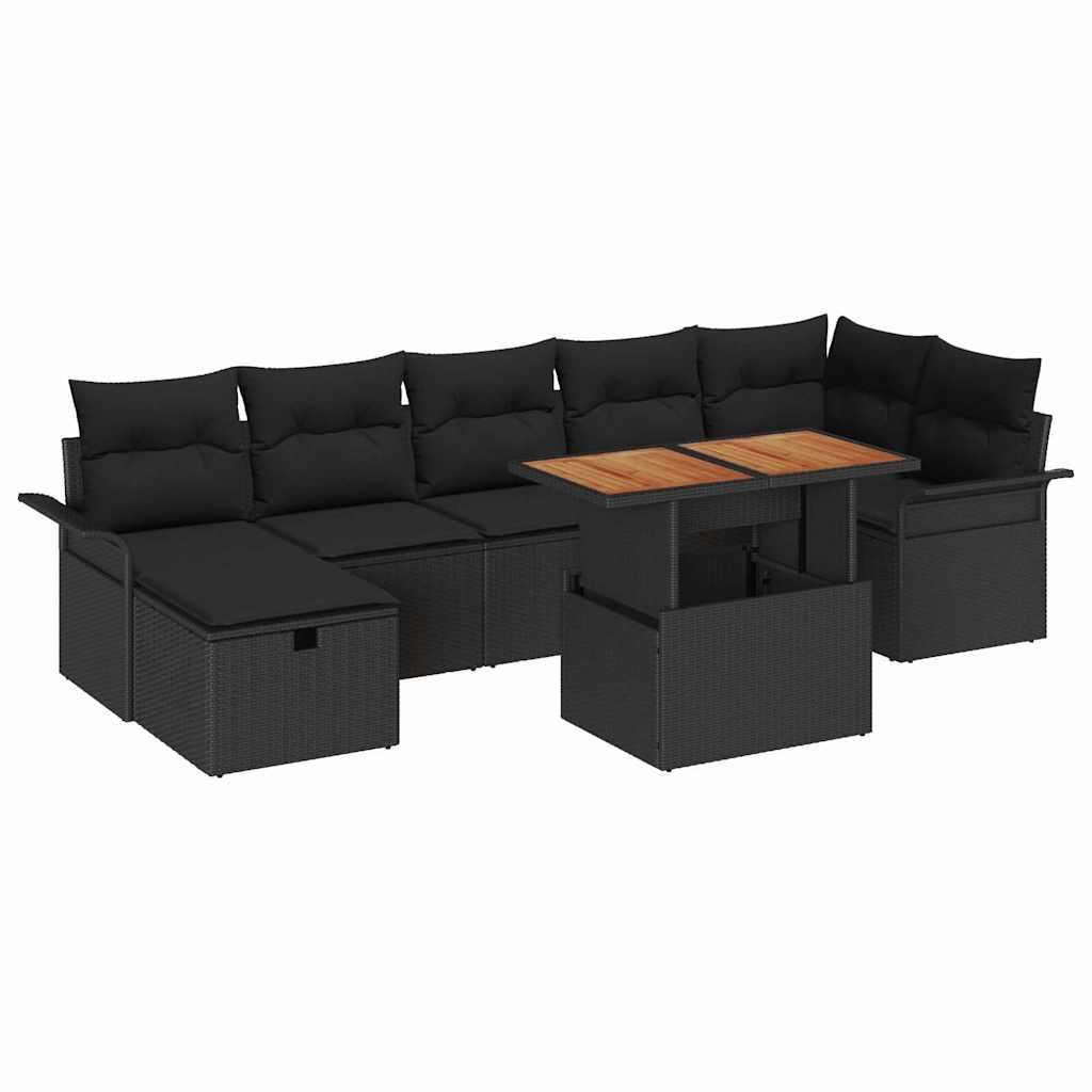 Ensemble de canapé de jardin avec coussin 8 pcs Noir polyrotin - XIOS