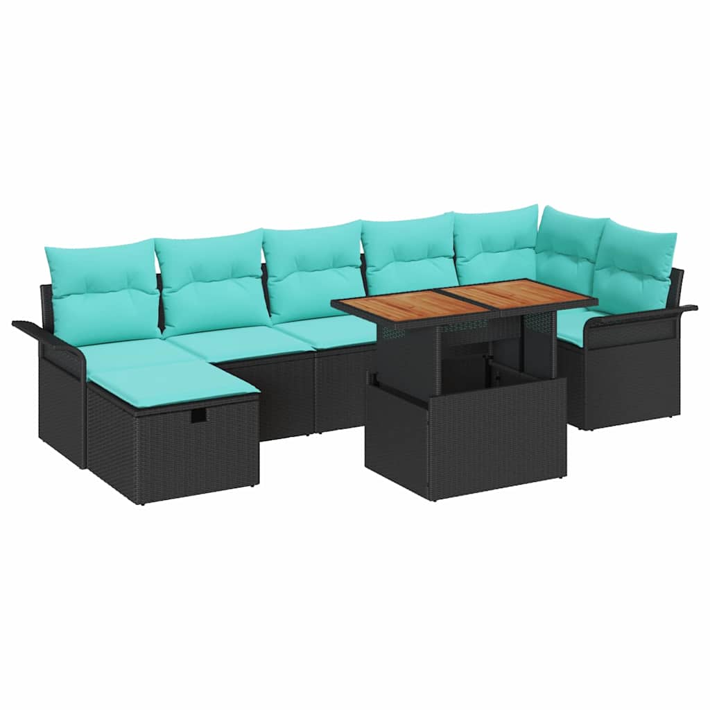 Ensemble de canapé de jardin avec coussin 8 pcs Noir polyrotin - XIOS