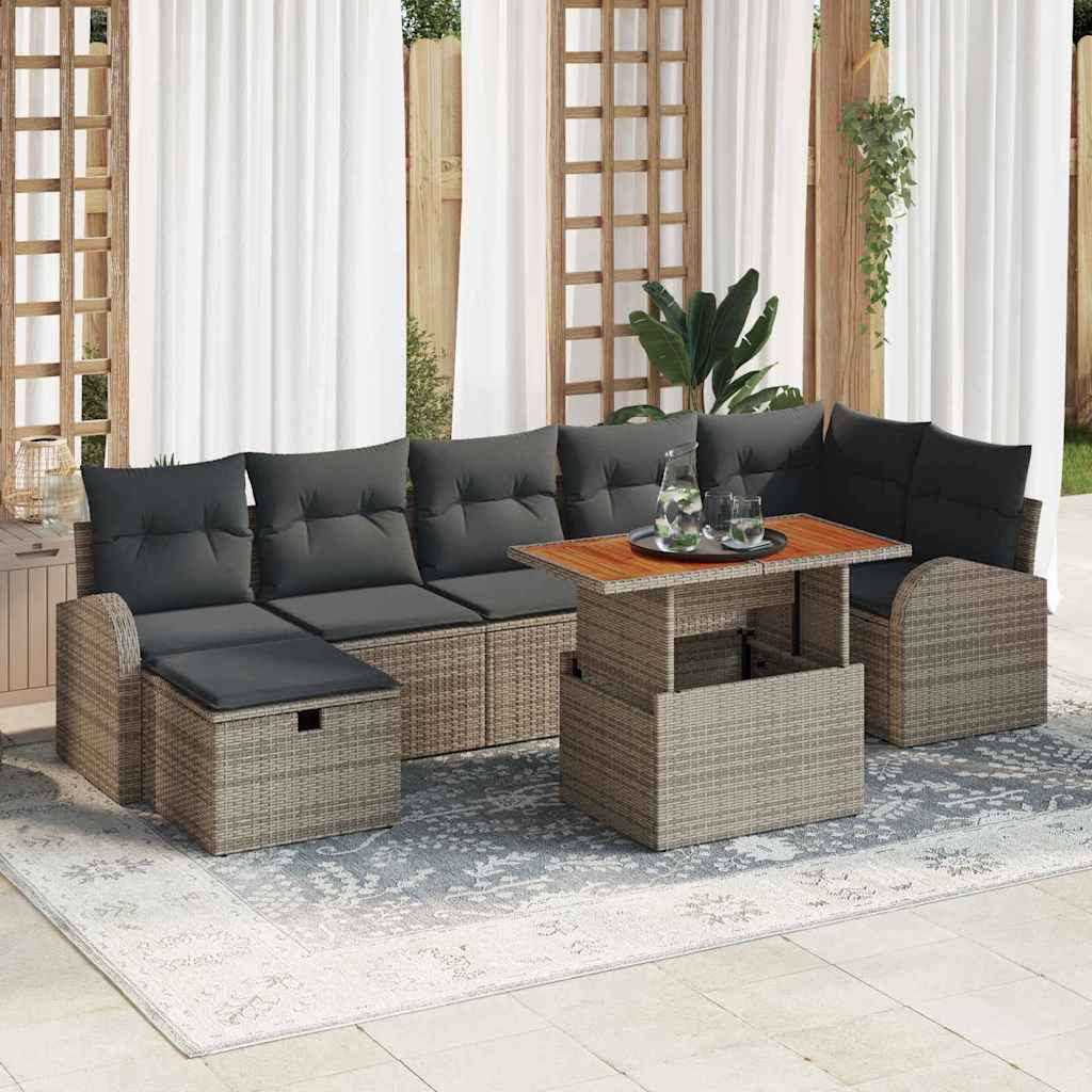 Ensemble de canapé de jardin avec coussin 8 pcs Gris polyrotin - XIOS
