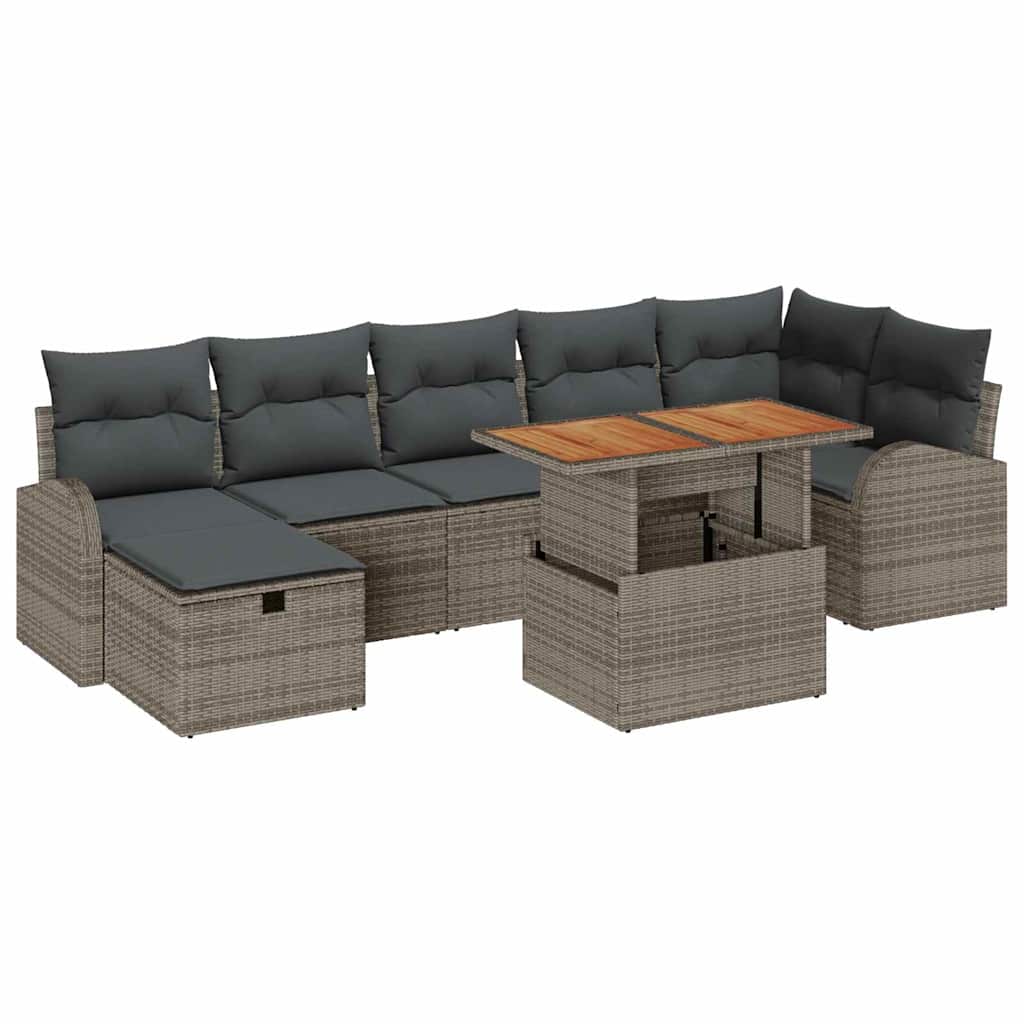 Ensemble de canapé de jardin avec coussin 8 pcs Gris polyrotin - XIOS