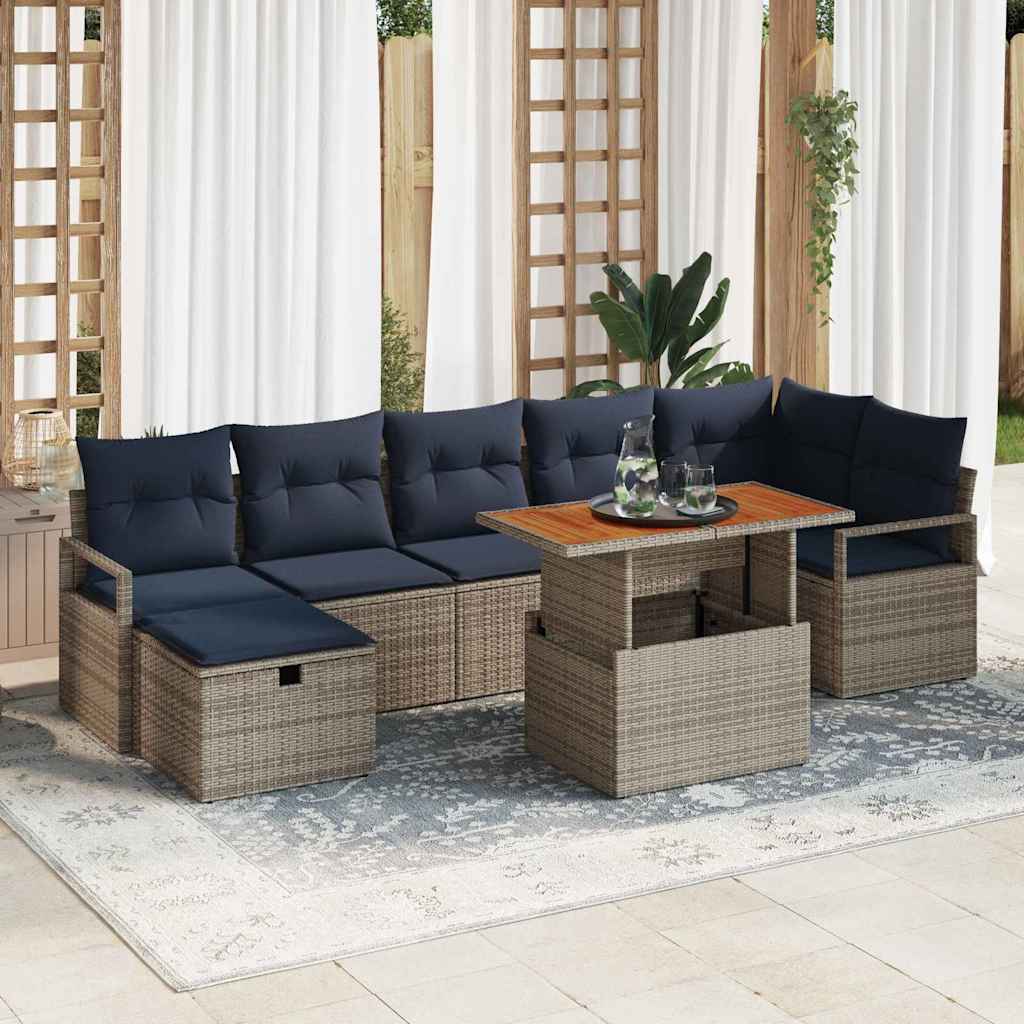 Ensemble de canapé de jardin avec coussin 8 pcs Gris polyrotin - XIOS