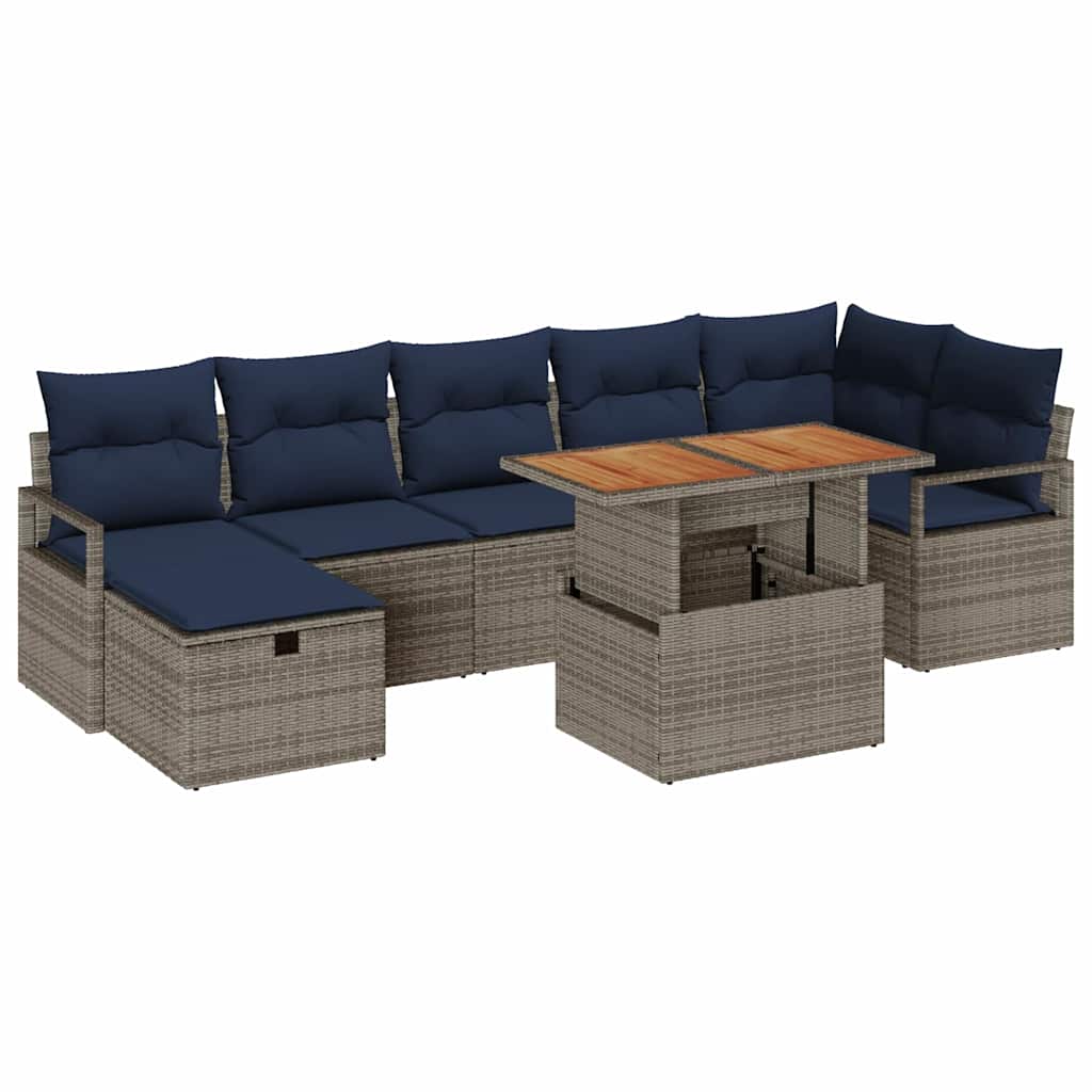 Ensemble de canapé de jardin avec coussin 8 pcs Gris polyrotin - XIOS