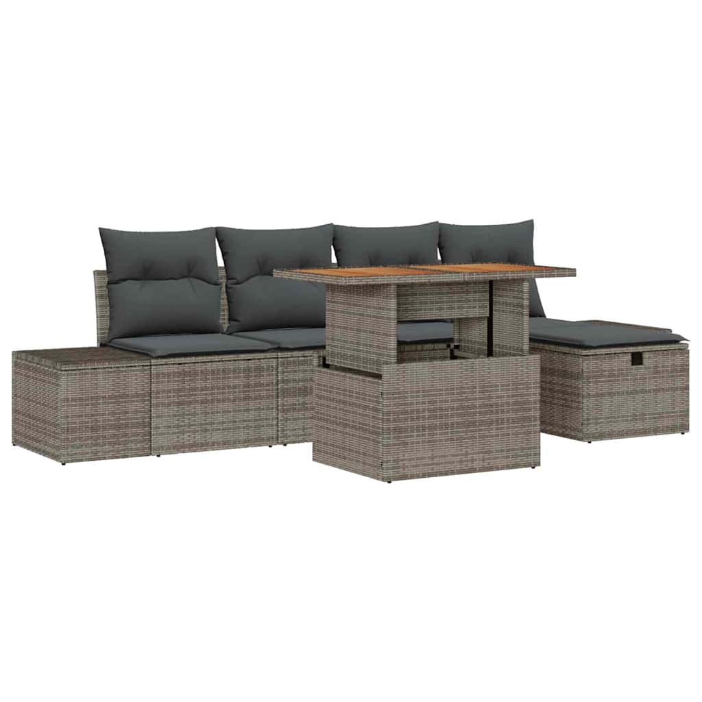 Ensemble de canapé de jardin avec coussin 6 pcs Gris polyrotin - XIOS