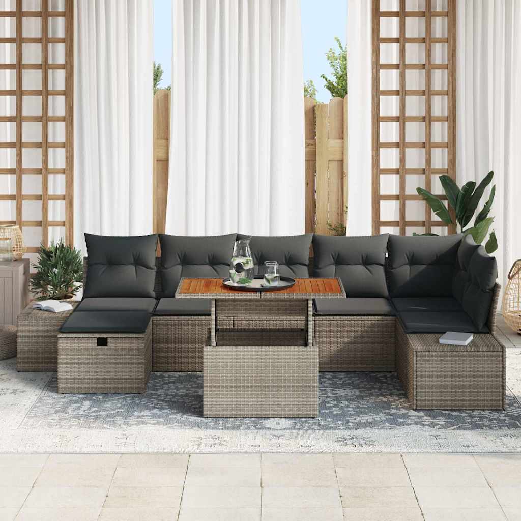 Ensemble de canapé de jardin avec coussin 8 pcs Gris polyrotin - XIOS