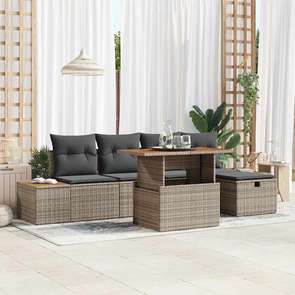 Ensemble de canapé de jardin avec coussin 6 pcs Gris polyrotin - XIOS