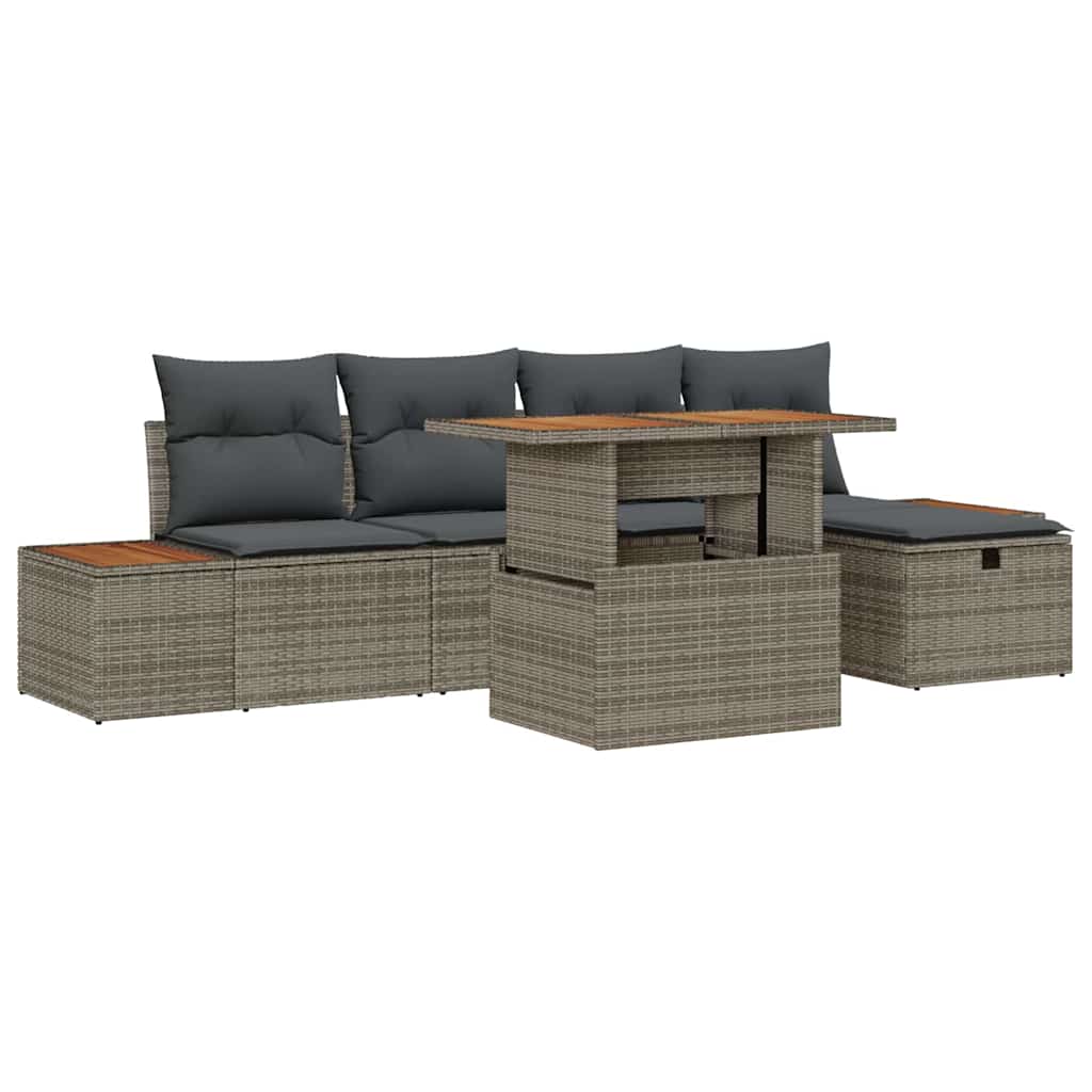 Ensemble de canapé de jardin avec coussin 6 pcs Gris polyrotin - XIOS