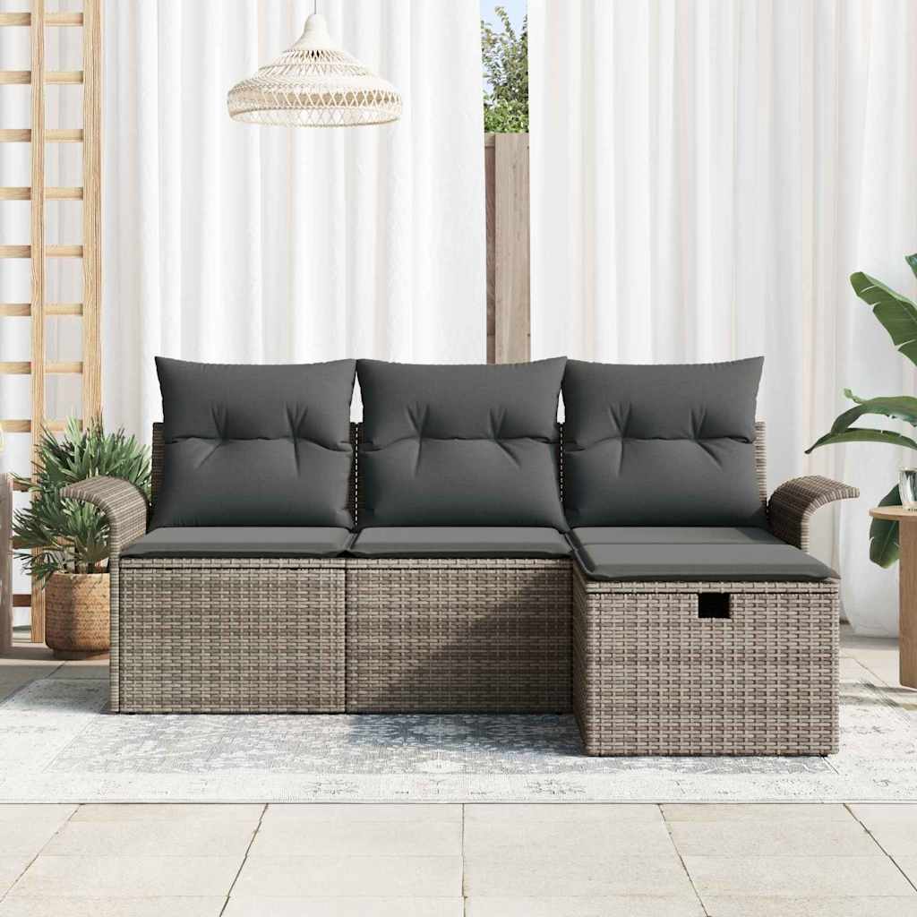 Ensemble de canapé de jardin avec coussin 4 pcs Poly rotin - XIOS
