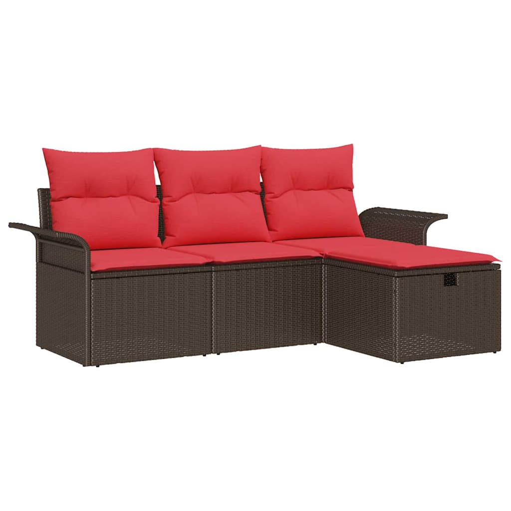 Ensemble de canapé de jardin avec coussin 4 pcs Poly rotin - XIOS