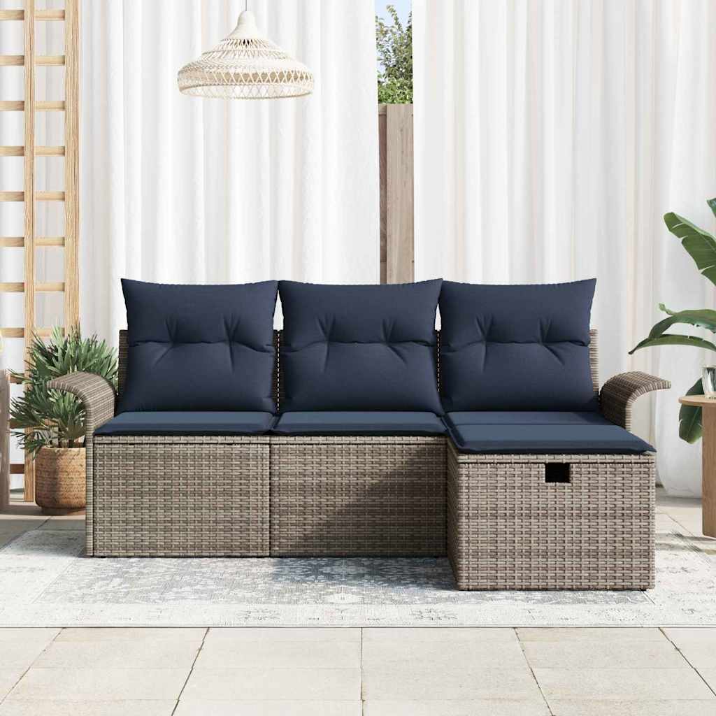 Ensemble de canapé de jardin avec coussin 4 pcs Poly rotin - XIOS