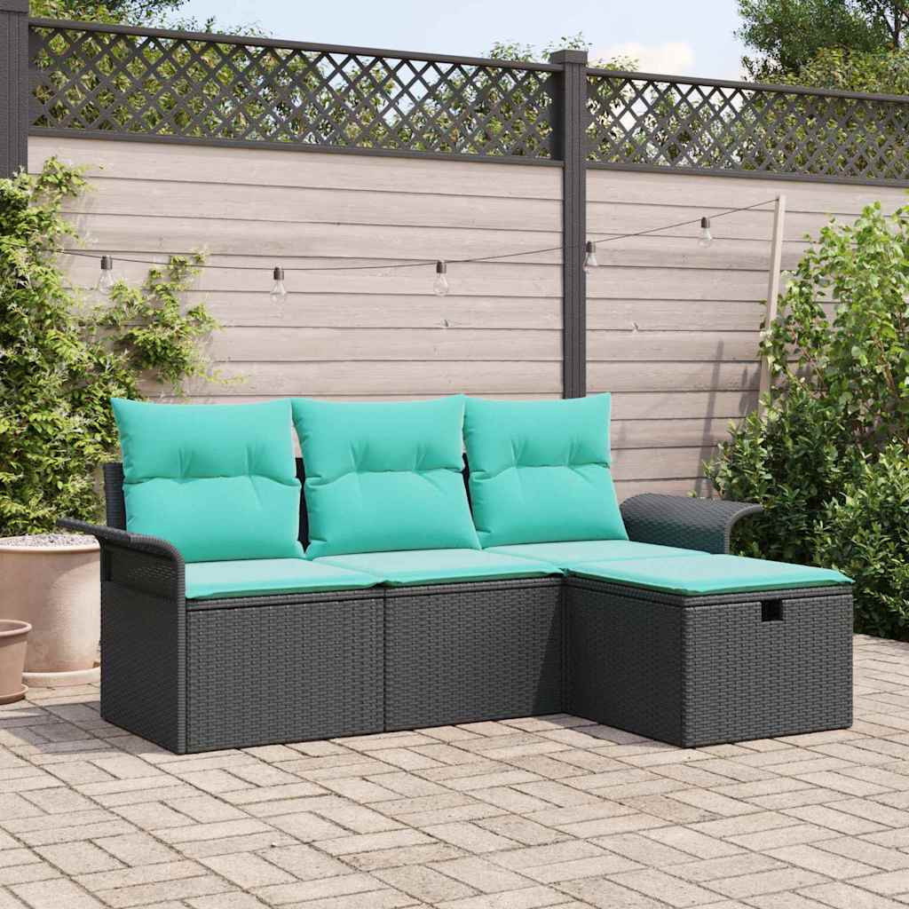 Ensemble de canapé de jardin avec coussin 4 pcs Poly rotin - XIOS
