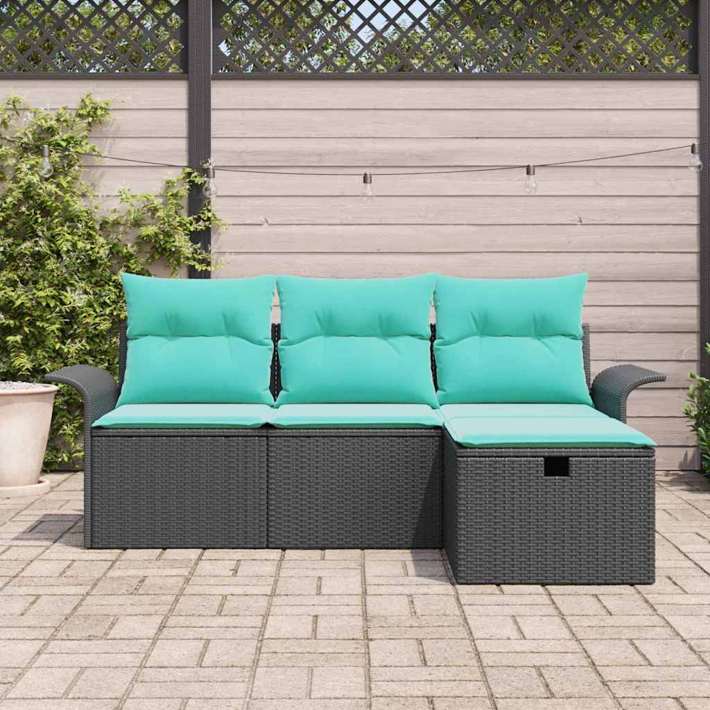Ensemble de canapé de jardin avec coussin 4 pcs Poly rotin - XIOS