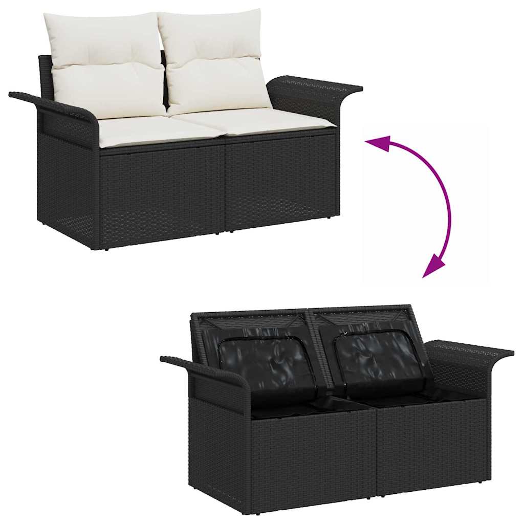 Ensemble de canapé de jardin avec coussin 5 pcs Noir Poly rotin - XIOS
