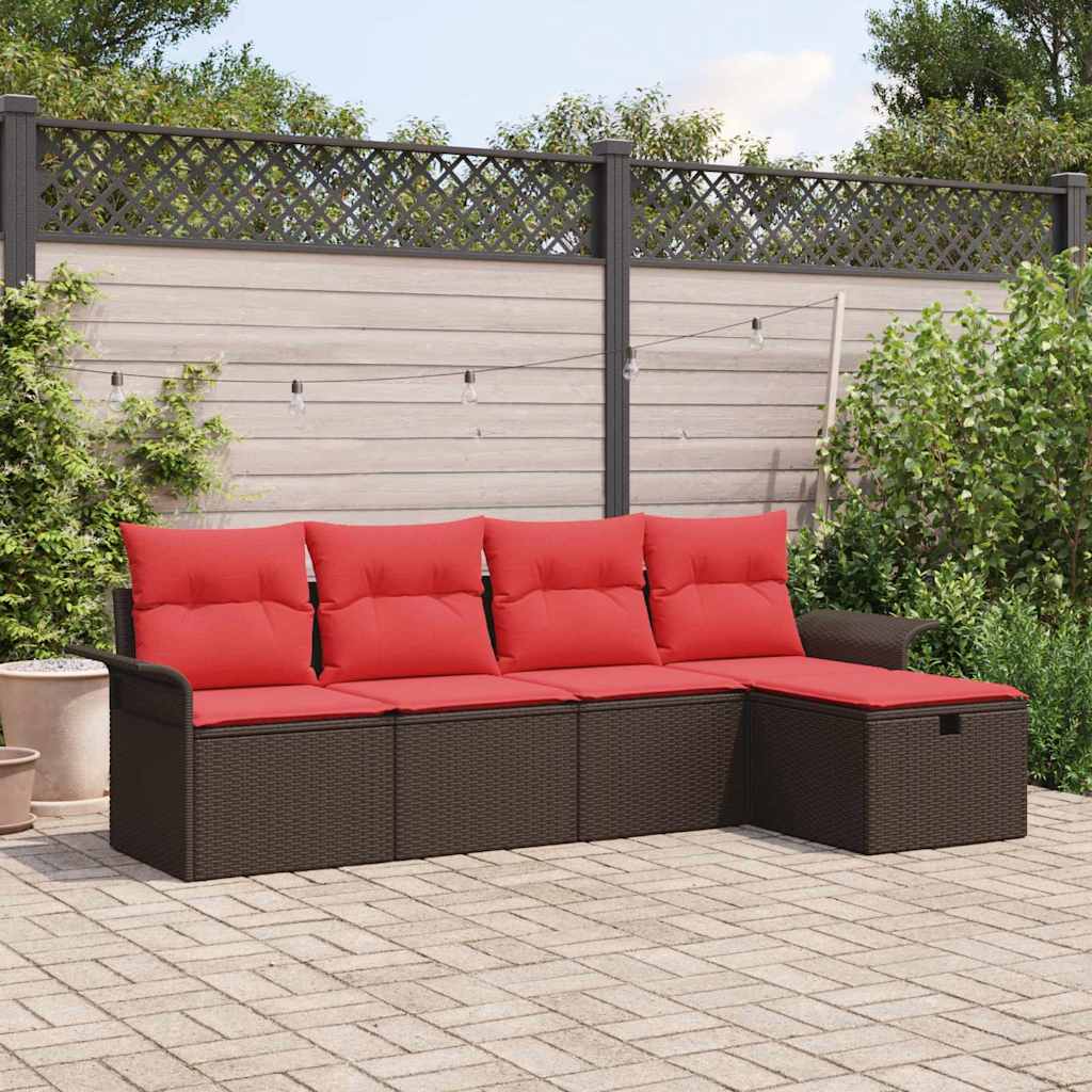 Ensemble de canapé de jardin avec coussin 5 pcs Poly rotin - XIOS