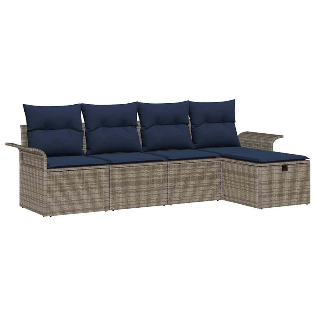Ensemble de canapé de jardin avec coussin 5 pcs Poly rotin - XIOS