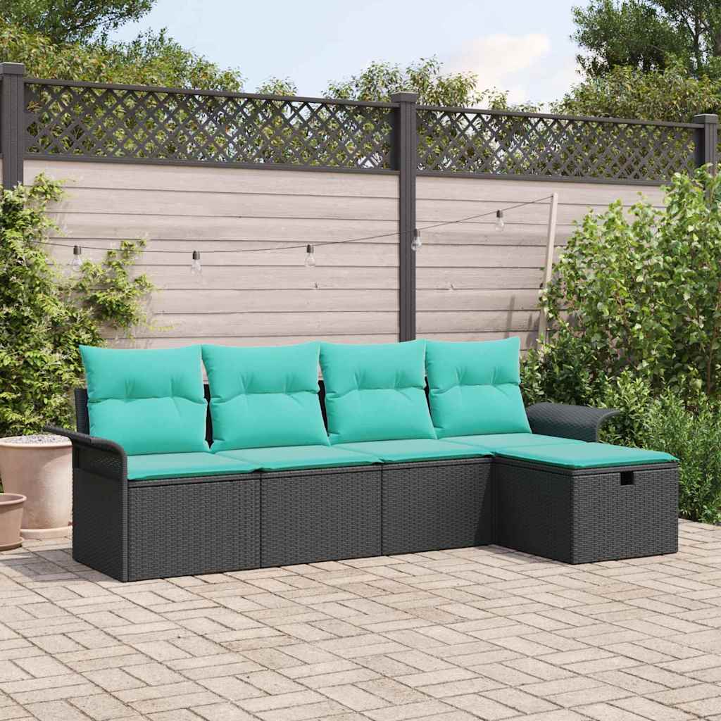 Ensemble de canapé de jardin avec coussin 5 pcs Poly rotin - XIOS