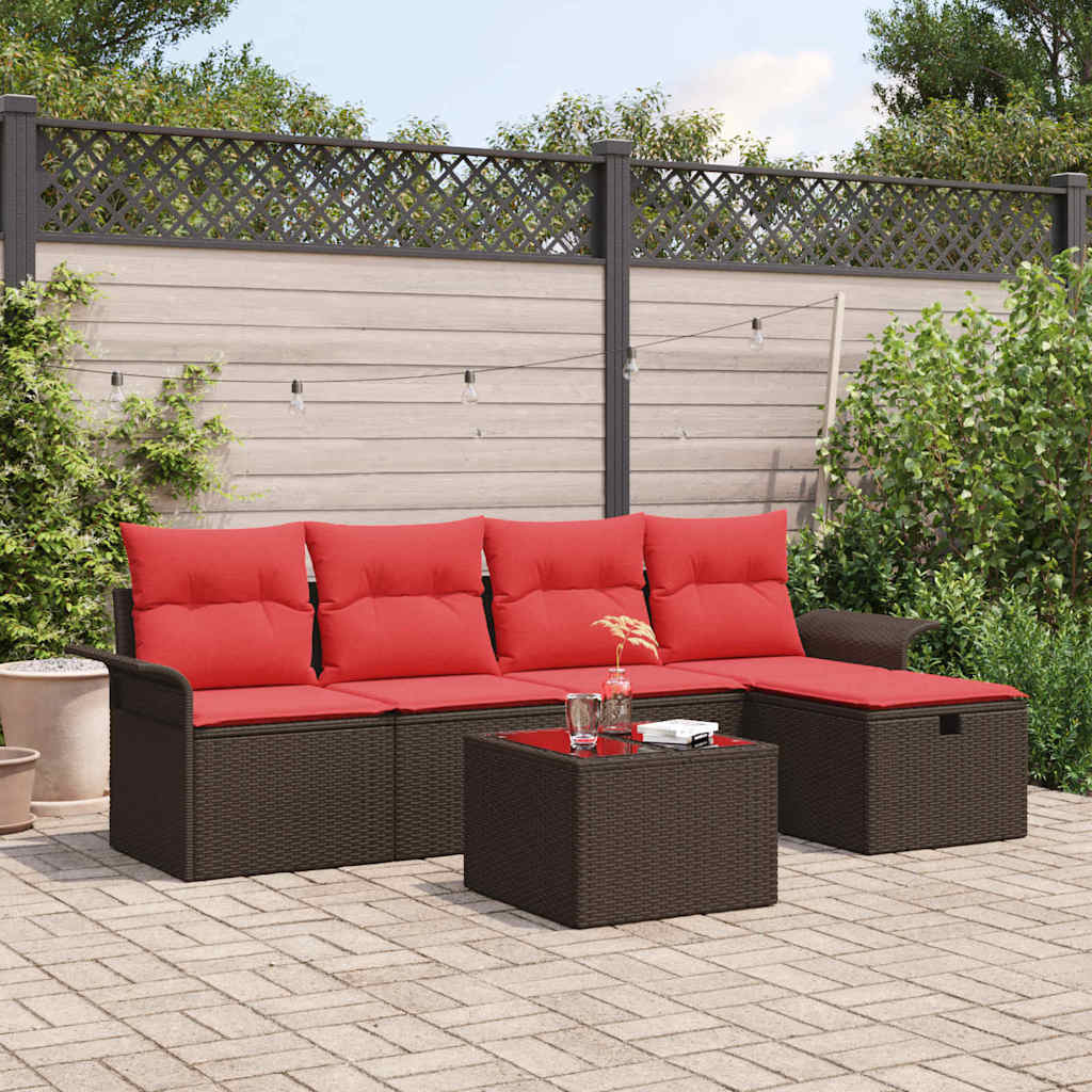 Ensemble de canapé de jardin avec coussin 6 pcs Poly rotin - XIOS