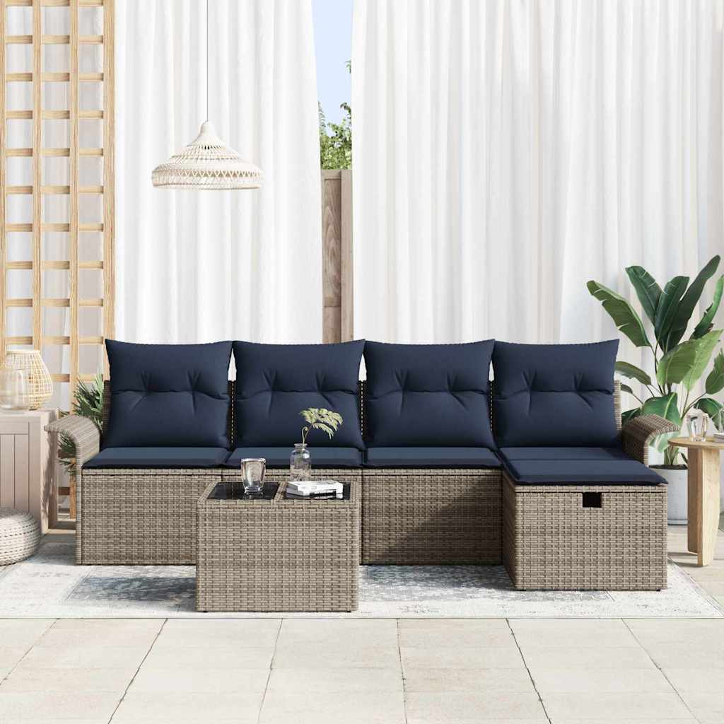 Ensemble de canapé de jardin avec coussin 6 pcs Poly rotin - XIOS