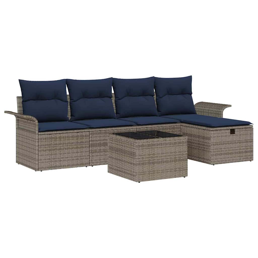 Ensemble de canapé de jardin avec coussin 6 pcs Poly rotin - XIOS