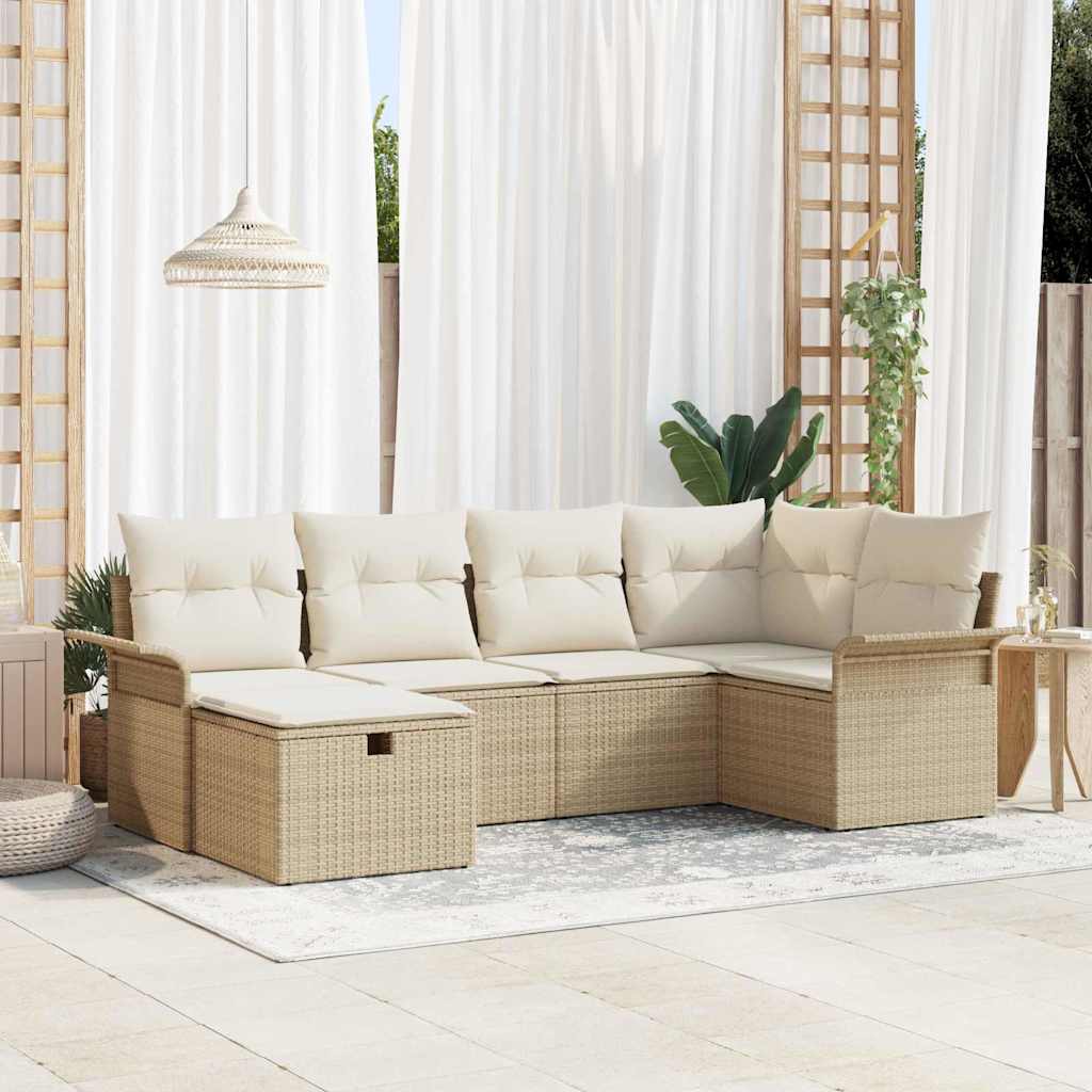 Ensemble de canapé de jardin 6 pc Poly rotin