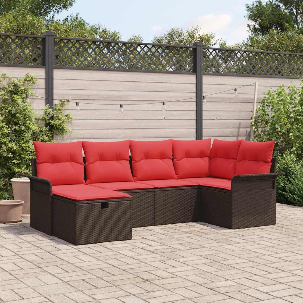 Ensemble de canapé de jardin avec coussin 6 pcs Poly rotin - XIOS