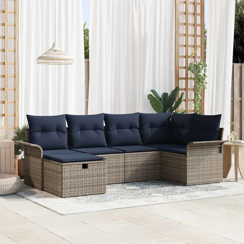 Ensemble de canapé de jardin avec coussin 6 pcs Poly rotin - XIOS
