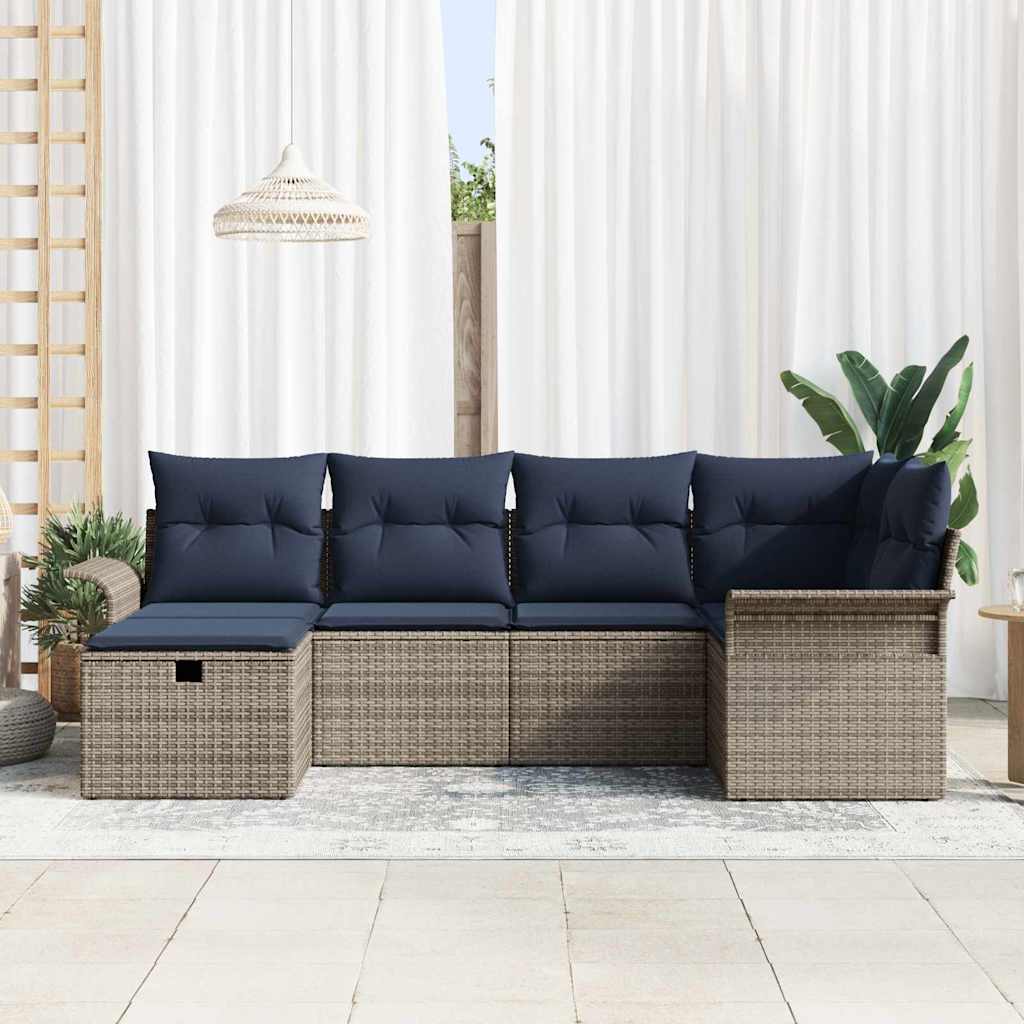 Ensemble de canapé de jardin avec coussin 6 pcs Poly rotin - XIOS