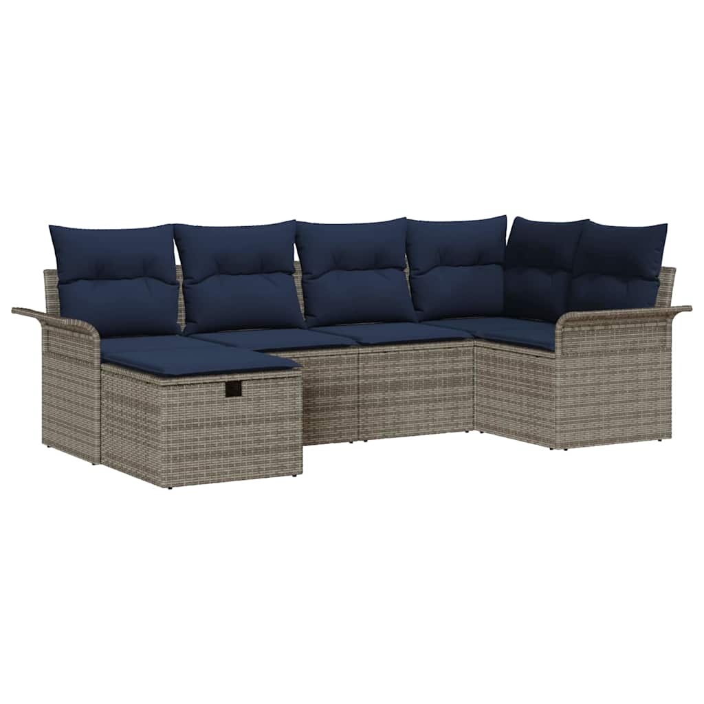 Ensemble de canapé de jardin avec coussin 6 pcs Poly rotin - XIOS