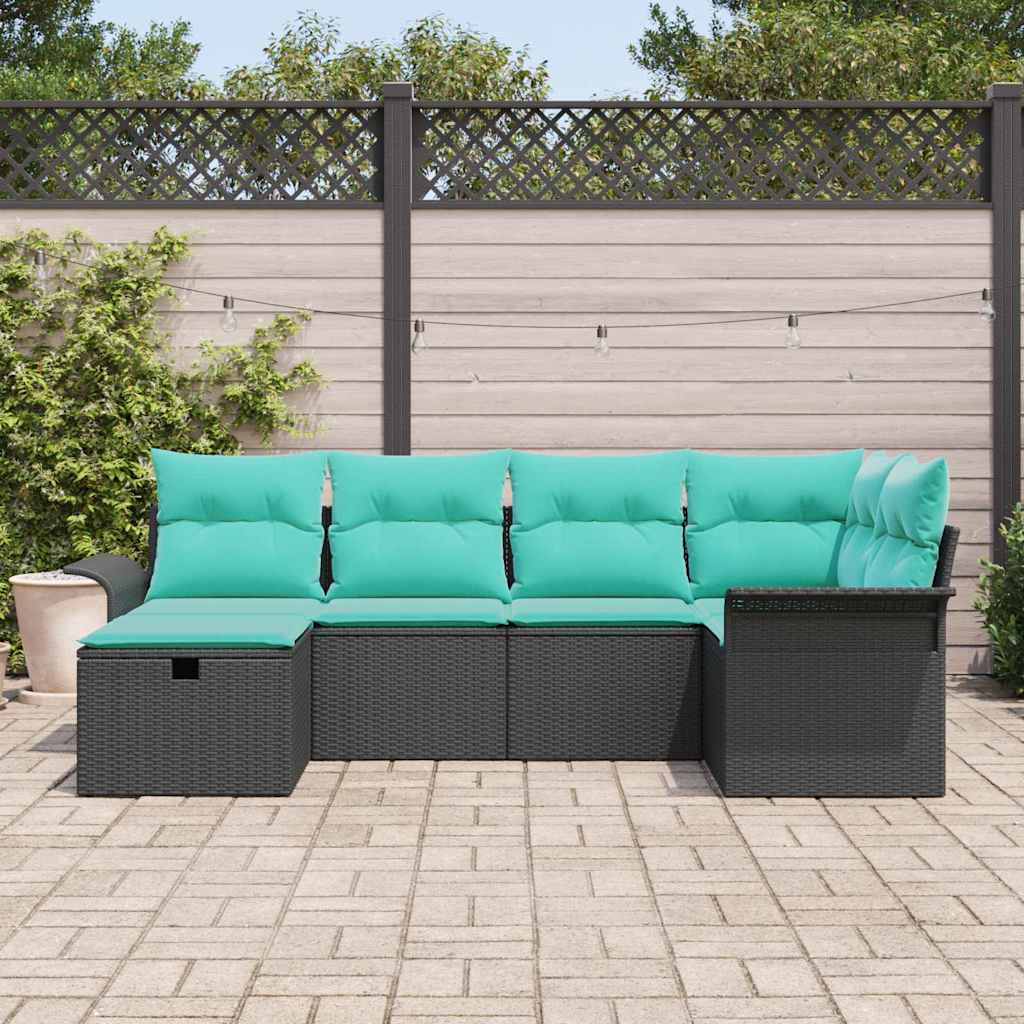 Ensemble de canapé de jardin avec coussin 6 pcs Poly rotin - XIOS