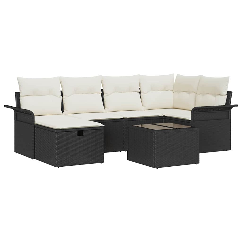 Ensemble de canapé de jardin avec coussin 7 pcs Poly rotin - XIOS