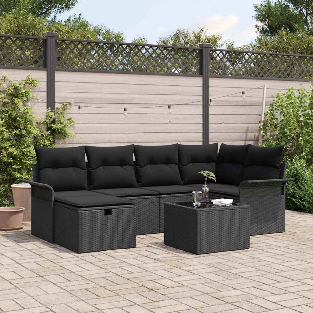 Ensemble de canapé de jardin avec coussin 7 pcs Poly rotin - XIOS