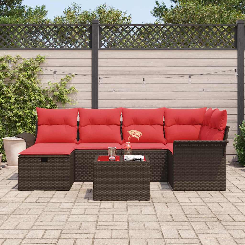 Ensemble de canapé de jardin avec coussin 7 pcs Poly rotin - XIOS