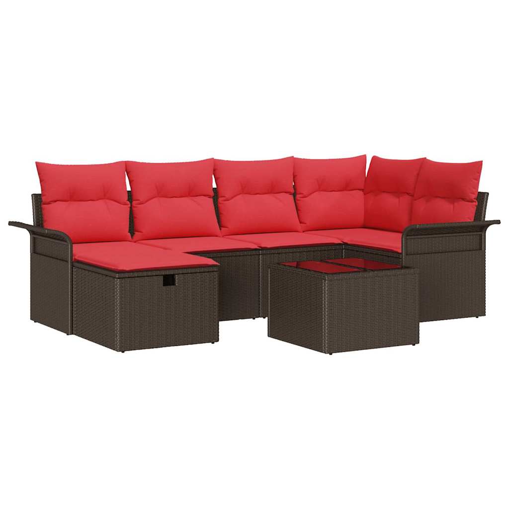 Ensemble de canapé de jardin avec coussin 7 pcs Poly rotin - XIOS