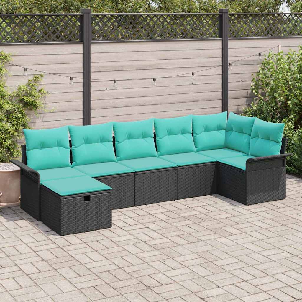 Ensemble de canapé de jardin avec coussin 7 pcs Poly rotin - XIOS