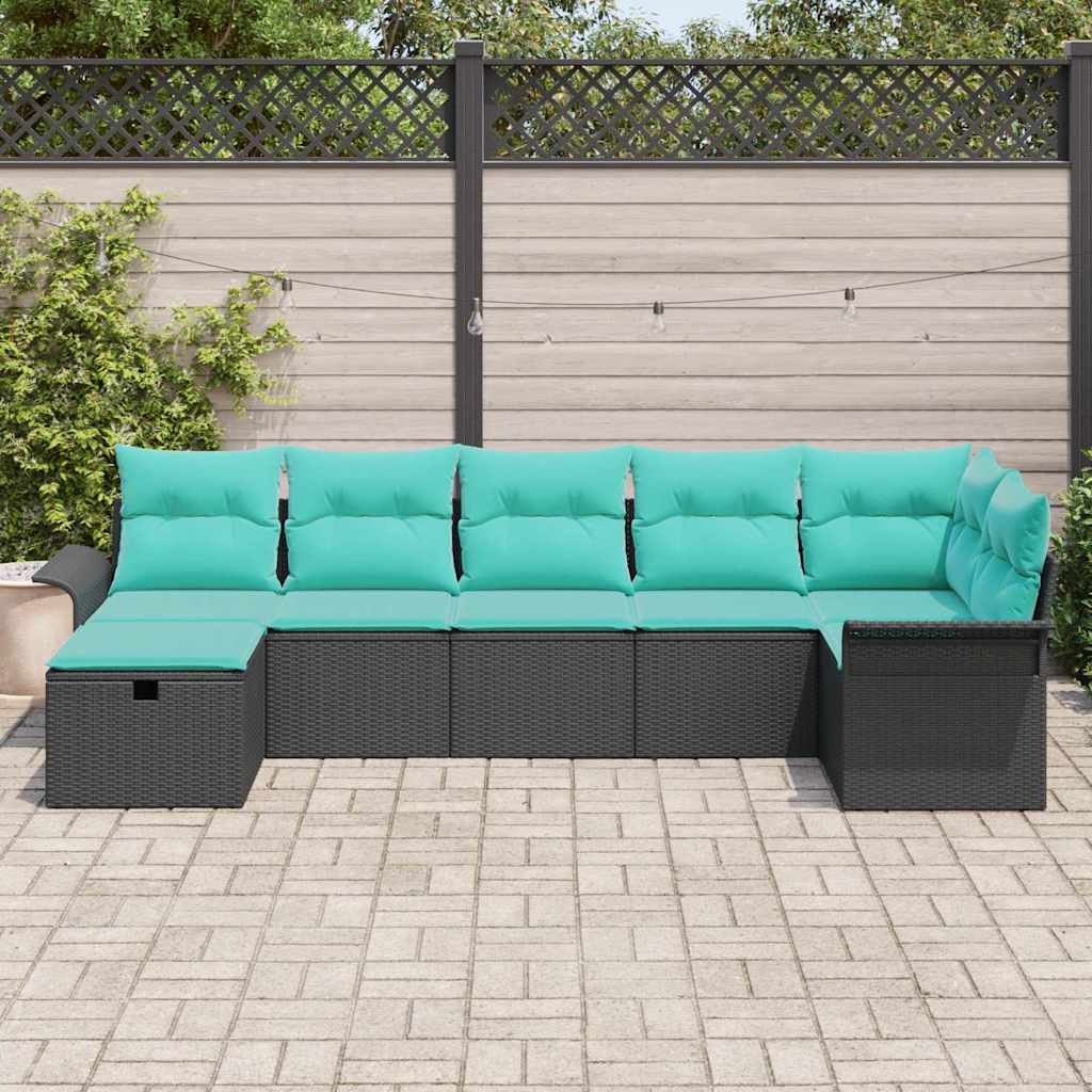 Ensemble de canapé de jardin avec coussin 7 pcs Poly rotin - XIOS