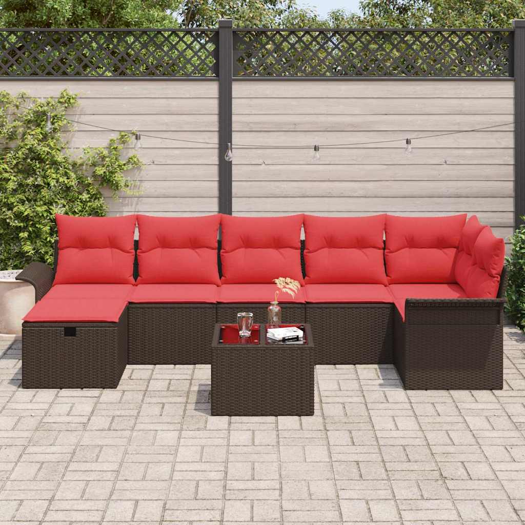 Ensemble de canapé de jardin avec coussin 8 pcs Poly rotin - XIOS