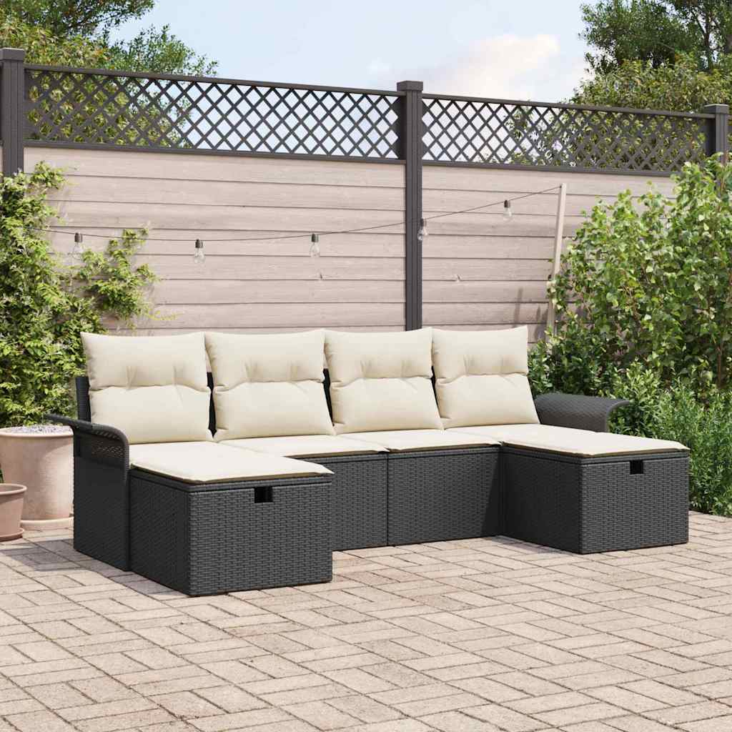 Ensemble de canapé de jardin avec coussin 6 pcs Poly rotin - XIOS