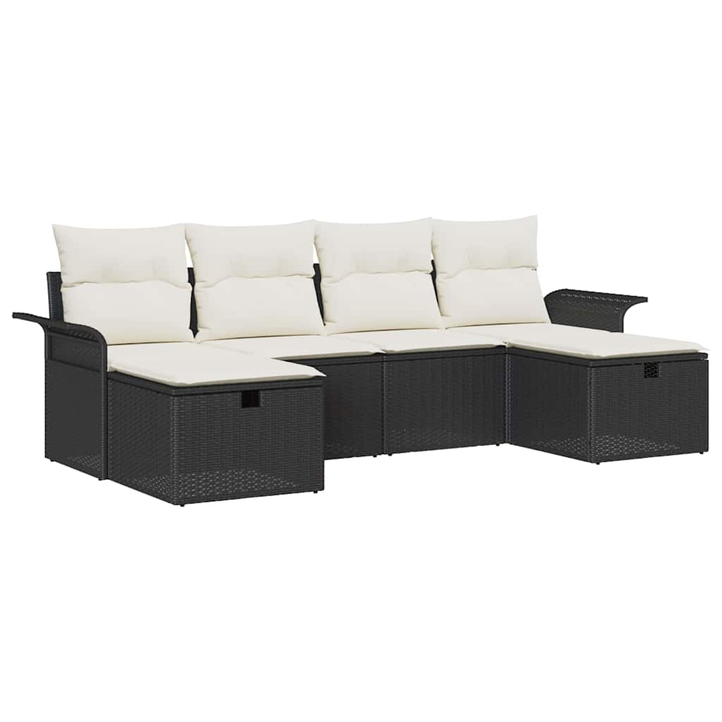 Ensemble de canapé de jardin avec coussin 6 pcs Poly rotin - XIOS