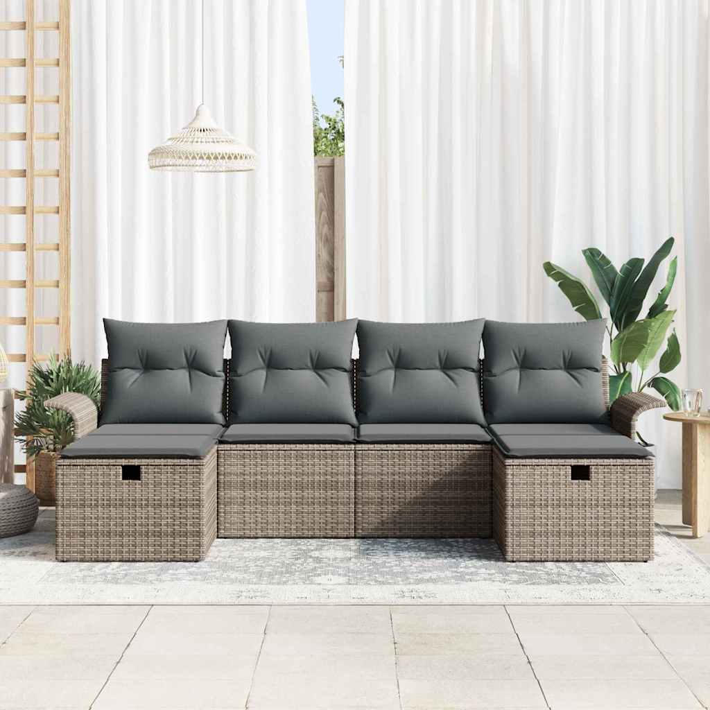 Ensemble de canapé de jardin avec coussin 6 pcs Gris Poly rotin - XIOS