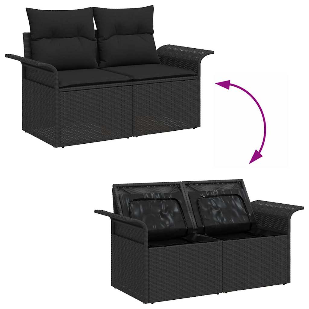 Ensemble de canapé de jardin avec coussin 6 pcs Noir Poly rotin - XIOS