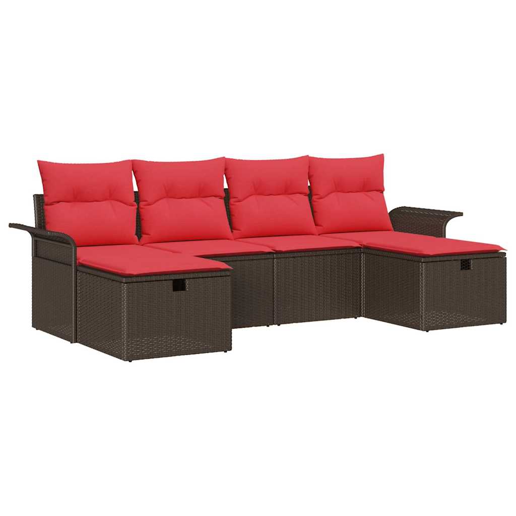 Ensemble de canapé de jardin avec coussin 6 pcs Poly rotin - XIOS