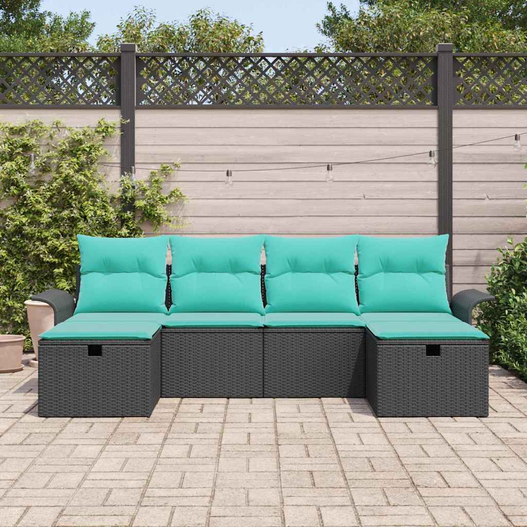 Ensemble de canapé de jardin avec coussin 6 pcs Noir Poly rotin - XIOS