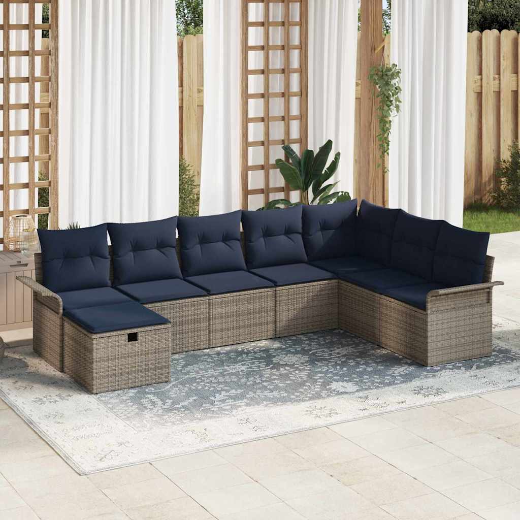 Ensemble de canapé de jardin avec coussin 8 pcs Poly rotin - XIOS