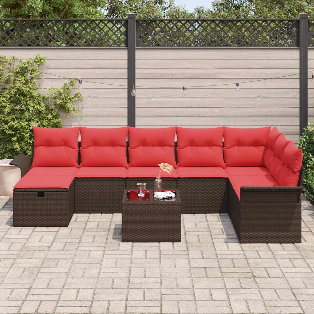 Ensemble de canapé de jardin avec coussin 9 pcs Poly rotin - XIOS