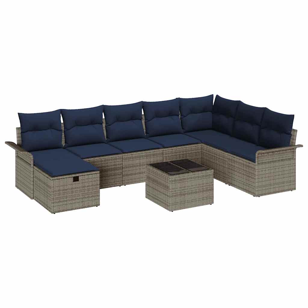 Ensemble de canapé de jardin avec coussin 9 pcs Poly rotin - XIOS
